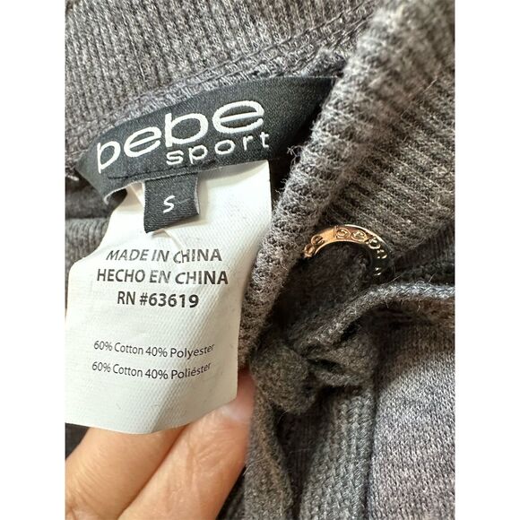 Bebe Women's Gray Jogger Pants S Sequin Logo Casual Elastic Waistband - Picture 4 of 5